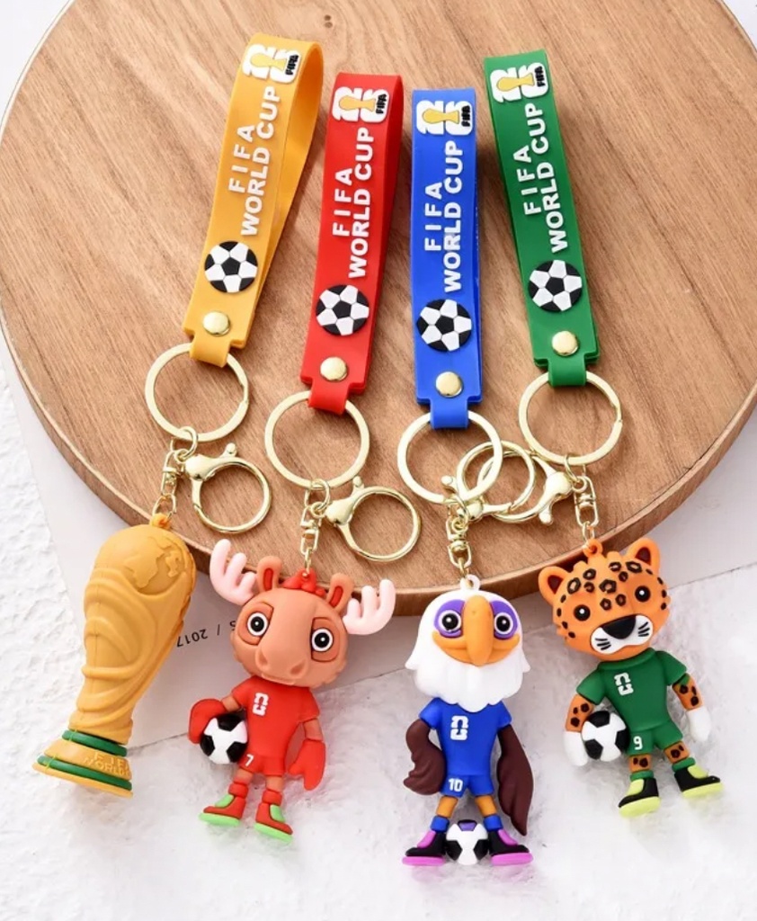 LLAVEROS MASCOTAS MUNDIAL MX PQT 4 PIEZAS
